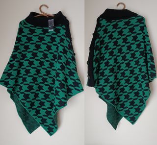 Taking Shape - Accessories | Handstooth Black/Green Poncho.