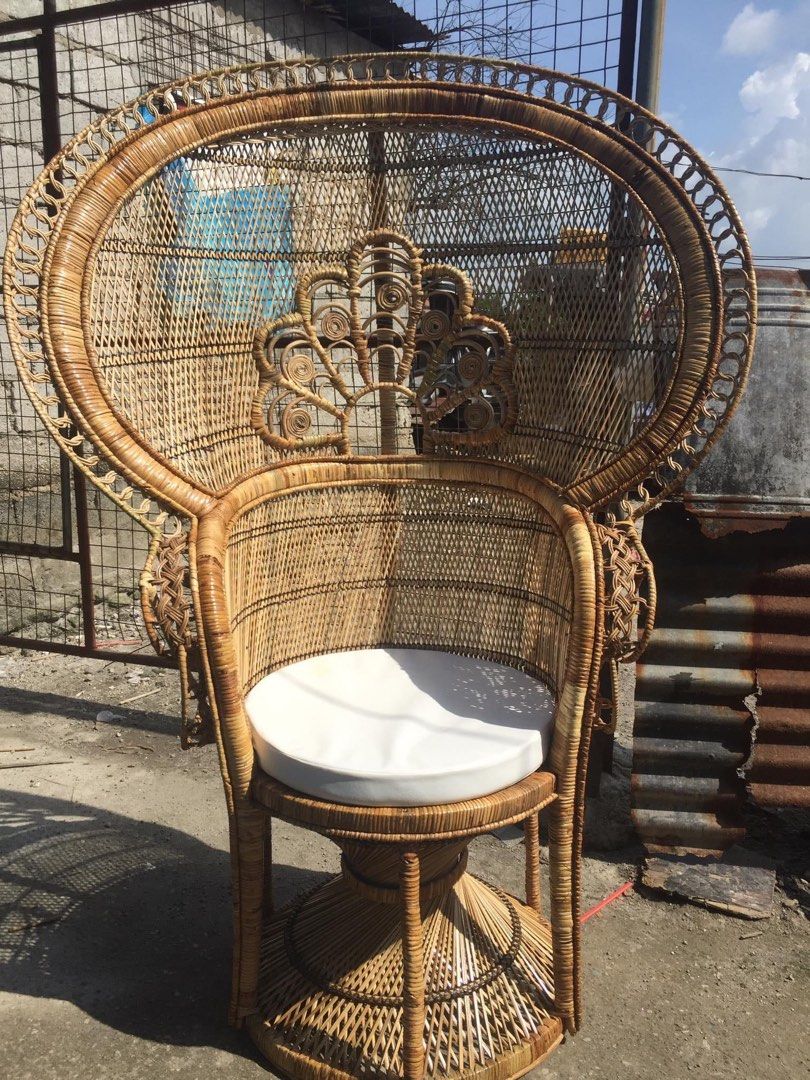 Tall Rattan Buri Peacock chair, Furniture & Home Living, Furniture ...