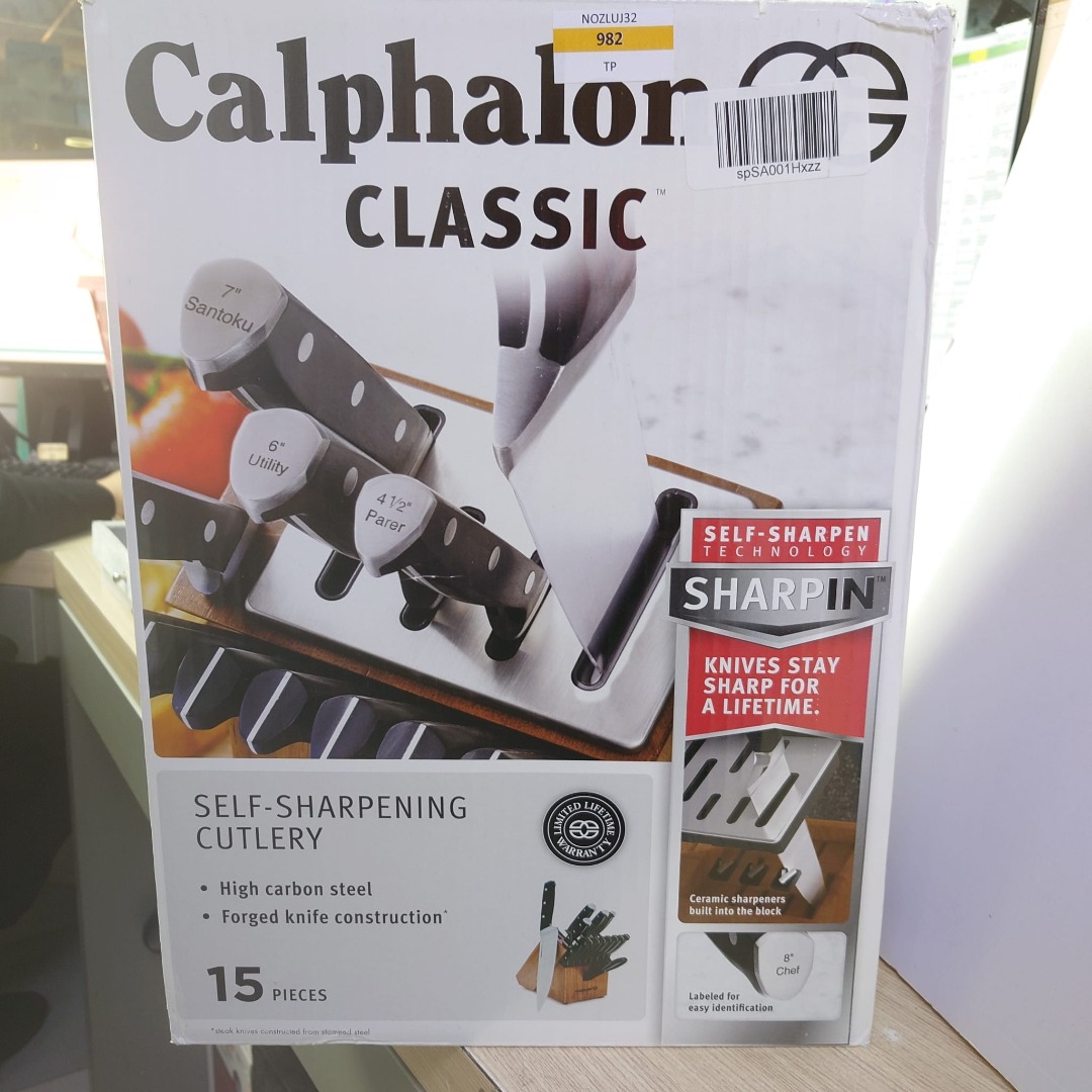 TP-Calphalon Kitchen Knife Set with Self-Sharpening Block, 15-Piece ...