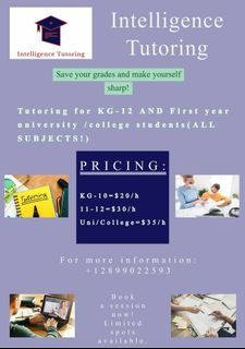 Tutoring for Students in KG-12 & First Year Students (Cheap Prices!)