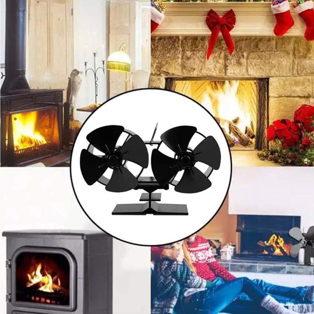 Twin Stove Fan,8 Blade Heated Powered Stove Fans Wood Log Burner Fan Eco  Friendly Silent High Temperature Resistant Thermod Fireplace Fan(Black),  Furniture u0026 Home Living, Lighting u0026 Fans, Fans on Carousell