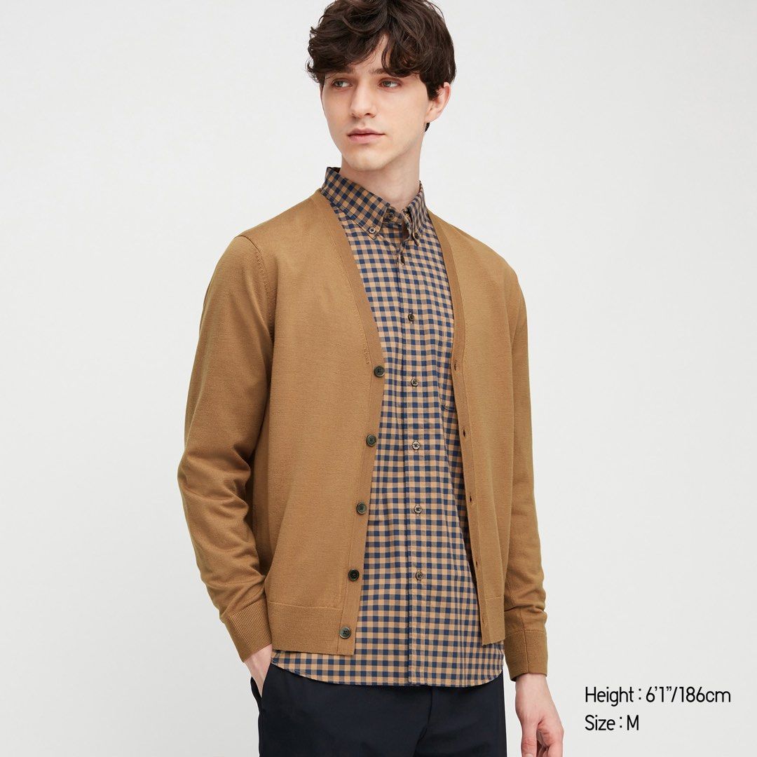 UNIQLO MEN Wool Dark Gray Cardigan, Men's Fashion, Activewear on Carousell