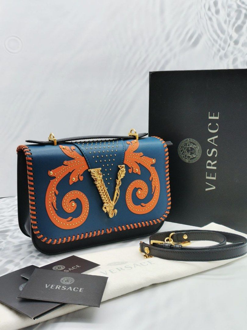 VERSACE NAPPA WESTERN VIRTUS V TOP HANDLE MULTICOLOR CHAIN BAG FULL SET
