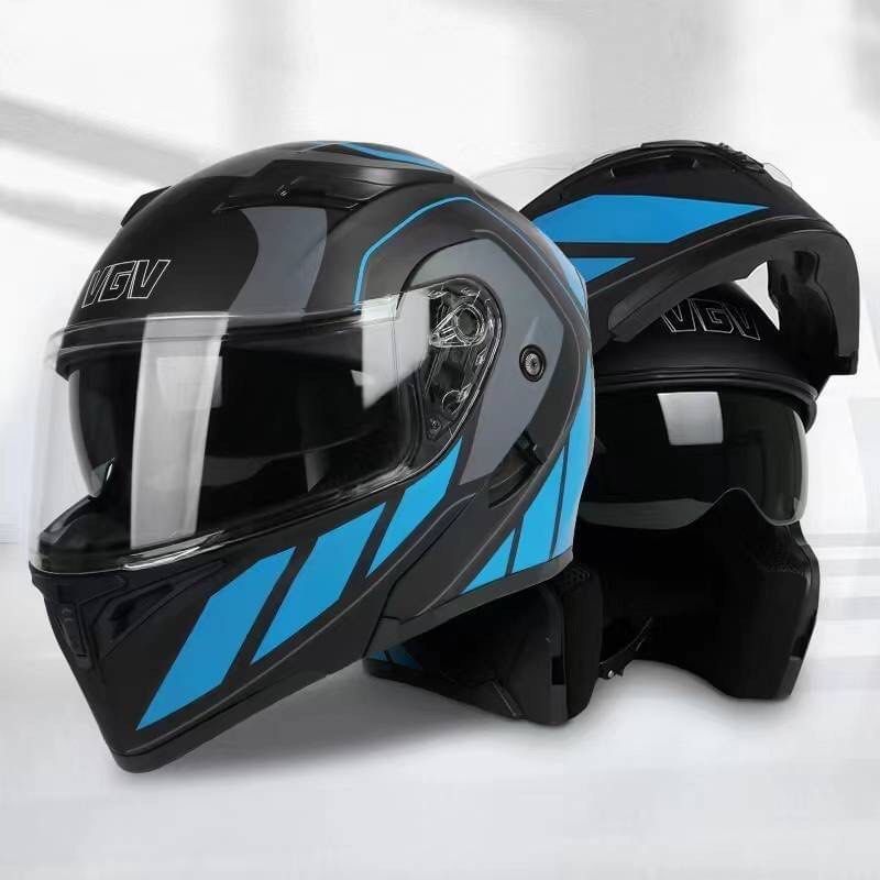 Modular Motorcycle Helmet Flip-Up Helmet Double Sun Visor Full Face Helmet DOT/ECE Certified Helmet For Adults Men And Women With Clear/Tinted Lenses Moped Street Bike Helmet J, XL