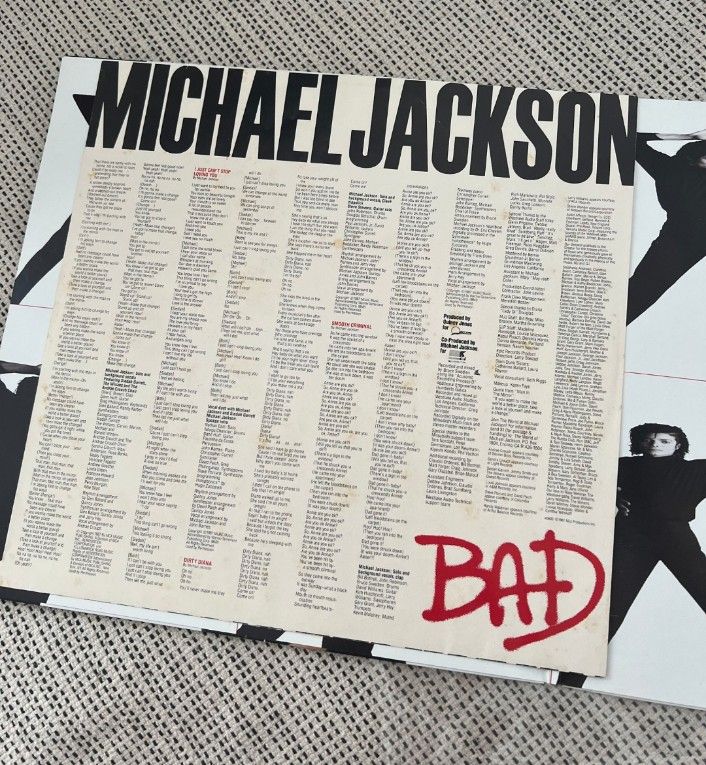 ORIGINAL Vtg 1987 MICHAEL JACKSON Album BAD Vinyl 1ST PRESS Record Lp NEAR  MINT!