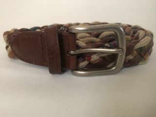 Vintage Handmade Braided Mix Media Cowhide Leather Belt