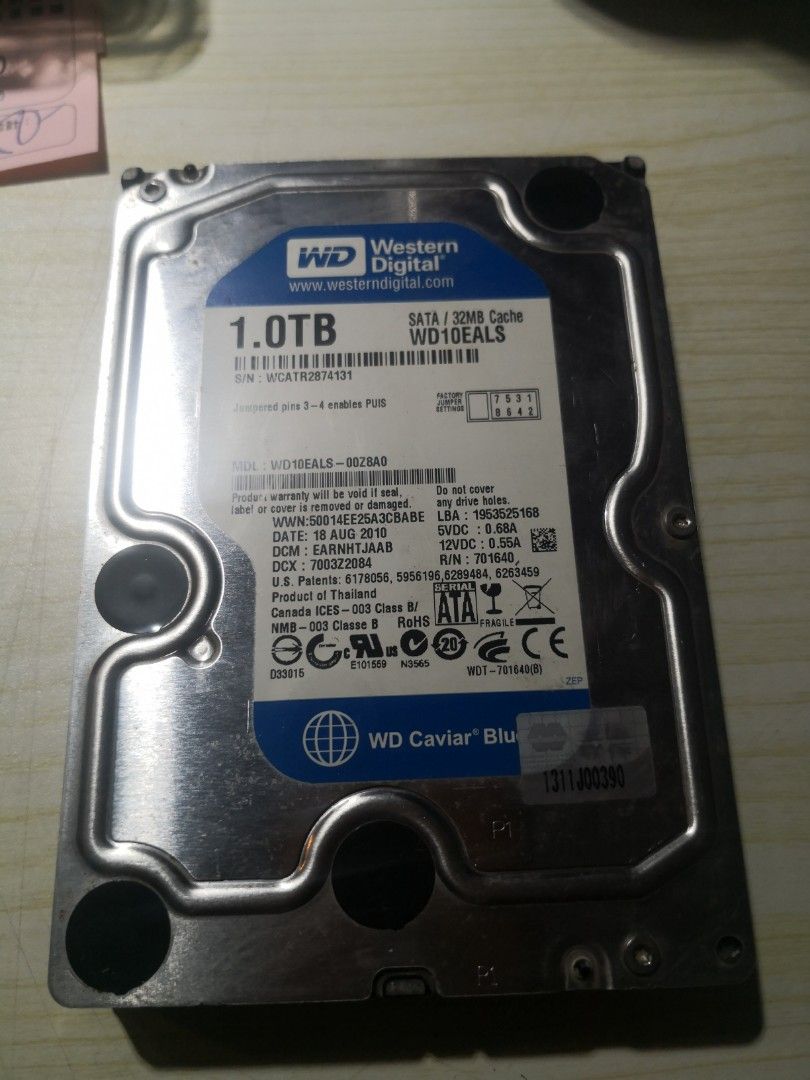 WD 1T Hard Disk, 電腦＆科技, 電腦周邊及配件, 硬碟及儲存器- Carousell