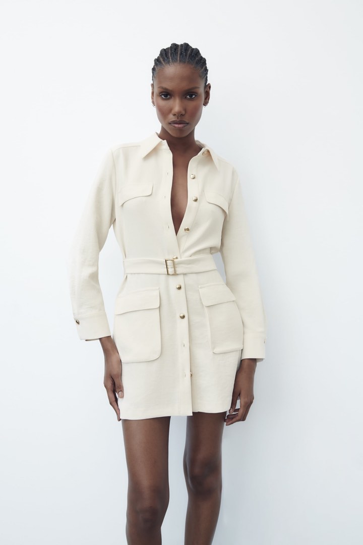 Zara belted cheap shirt dress