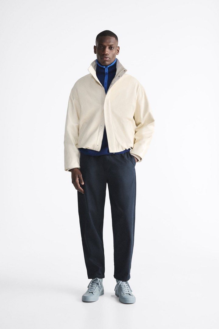ZARA Straight Joggers with gartered waist Men s Fashion Bottoms