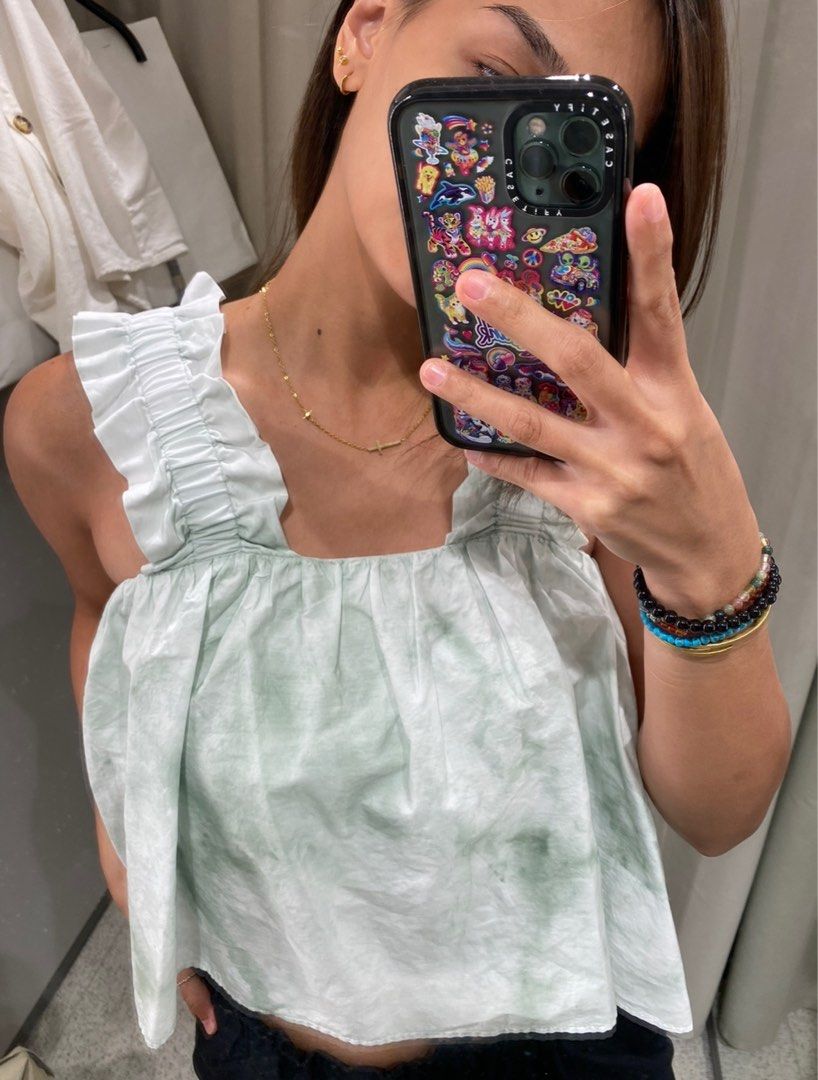 Zara tie dye poplin top