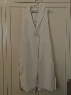 Zara White Long Waistcoat