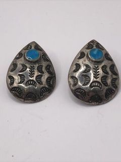 1950's Sterling Turquois Navajo Native American Earrings