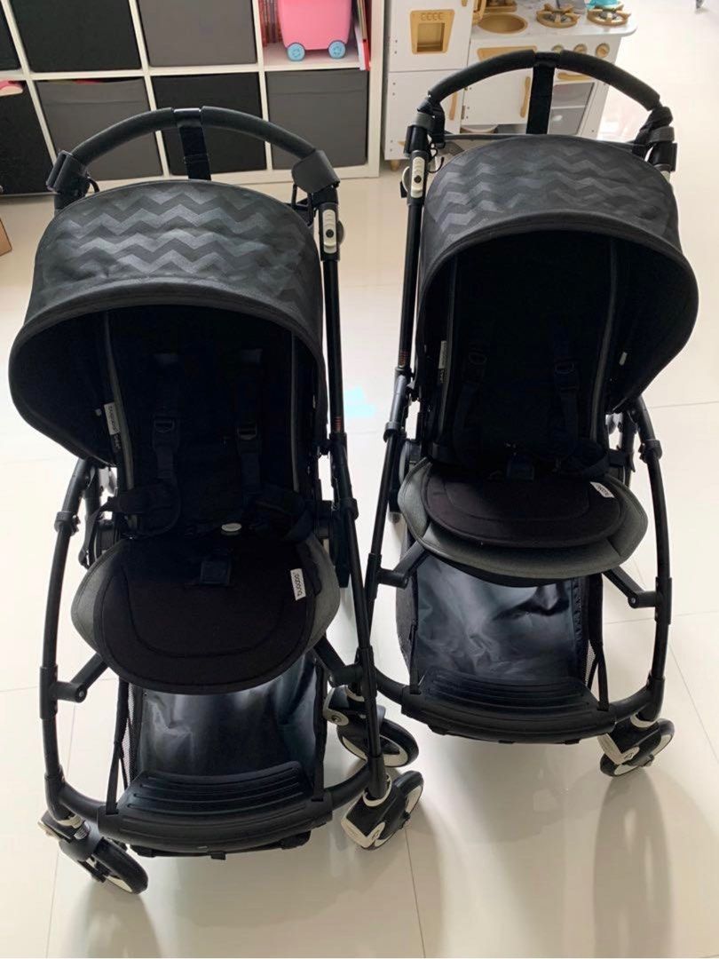 2 * Stroller (Category: Strollers) located in Singapore. Submitted by ckseah (Listing ID 1249907849, Image 1). Description: 2 Bugaboo Bee3 strollers. Hardly use hence still very new. Picture of wheels proves the usage of the strollers. Comes with 1) Upgraded Black Sun Canopy 2) Black Seat Fabric Purchase of 1 @ $250 Purchase of 2 @ $450.