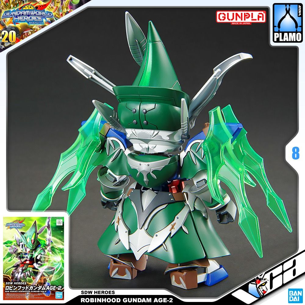 ⭐️ BANDAI GUNPLA SD WORLD SANGOKU SOKETSUDEN SDSS 4573102621733 ROBINHOOD GUNDAM AGE 1 PLASTIC MODEL TOY VCA SINGAPORE (Category: Gundam Model Kits) located in Singapore. Submitted by vcagundam.sg (Listing ID 1249889688, Image 3). Description: ⭐️ SD | ROBINHOOD GUNDAM AGE-1 🌐𝗪𝗘𝗕𝗦𝗛𝗢𝗣-𝗟𝗜𝗡𝗞 https://v.vcagundam.sg/N4kc4k 🤖𝗛𝗘𝗔𝗗 𝗛𝗘𝗜𝗚𝗛𝗧 : 8cm 📝𝗧𝗬𝗣𝗘 : PLASTIC MODEL KIT Robin Hood Gundam AGE-2 from "SD Gundam World Heroes" is a