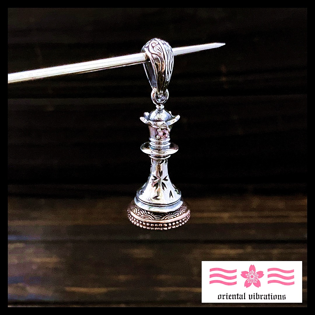 銀革手作日本oriental vibrations 925 純銀立體粉晶櫻花皇后國際象棋