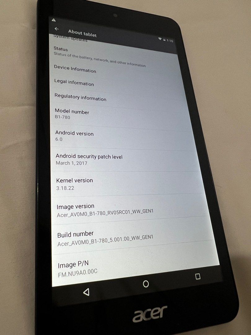 Acer tablet android tablet like brand new (Category: Android) located in Bacoor. Submitted by everything_etc. (Listing ID 1249975723, Image 2). Description: Spare tablet No issues All working No dents Original Charger included Spare box included Key Features Device Type – Android Tablet Brand – Acer Model – Iconia One 7 B1-780 Also Known as B1-780, Acer Iconia A7 CPU – Quad-Core 1.3GHz ARM Cortex-A53 Chipset – MediaTek MT8163 Camera – Dual Camera