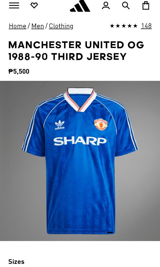 Men's adidas Originals Blue Manchester United 1988-90 Third Jersey