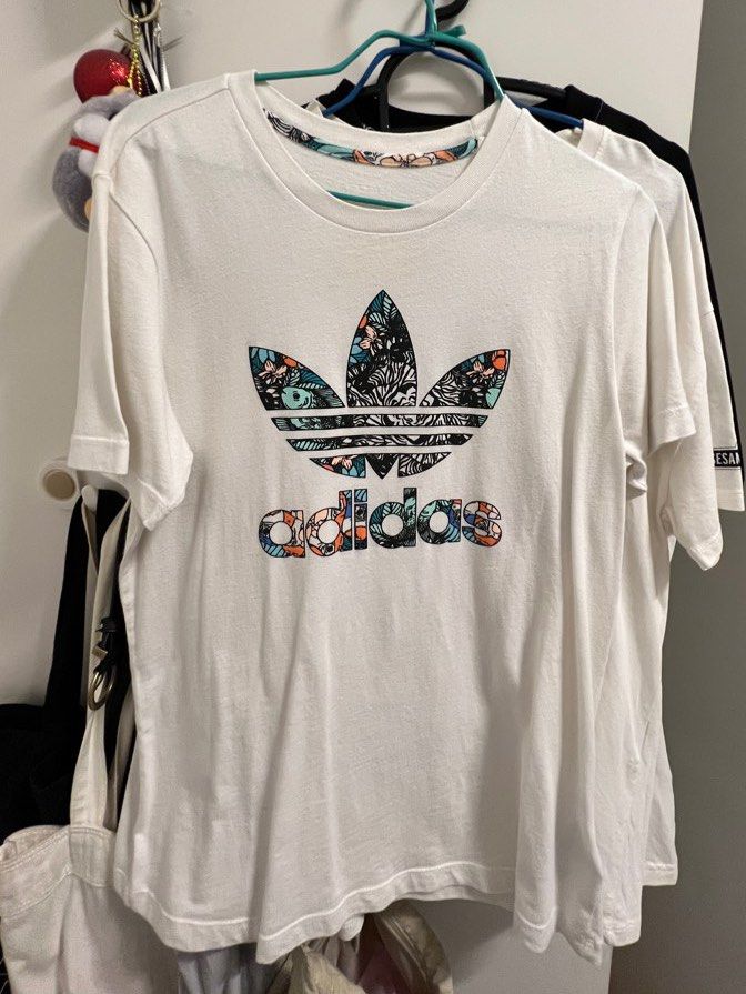 Girls white adidas best sale tshirt