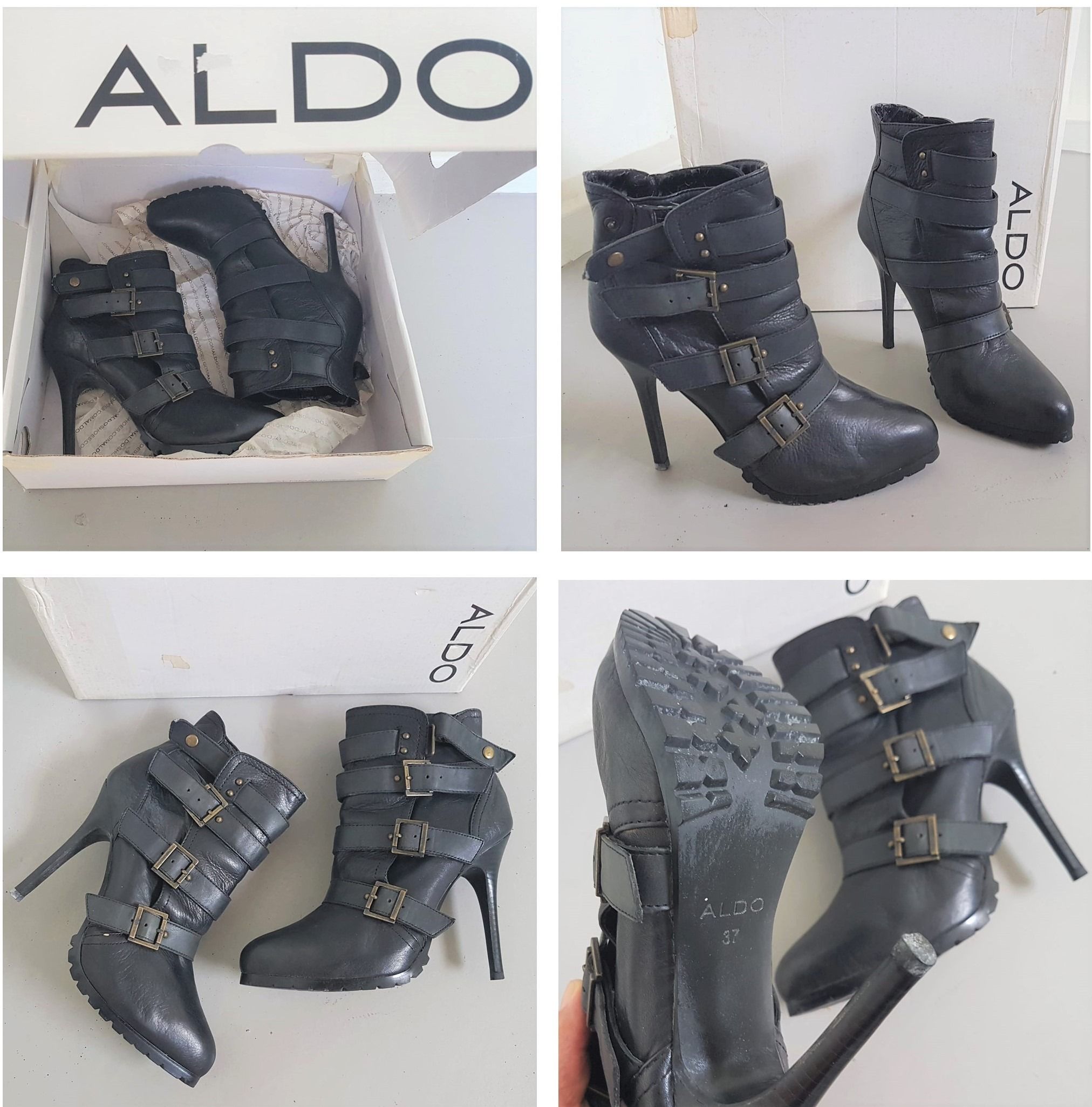 Aldo black 2025 heeled boots