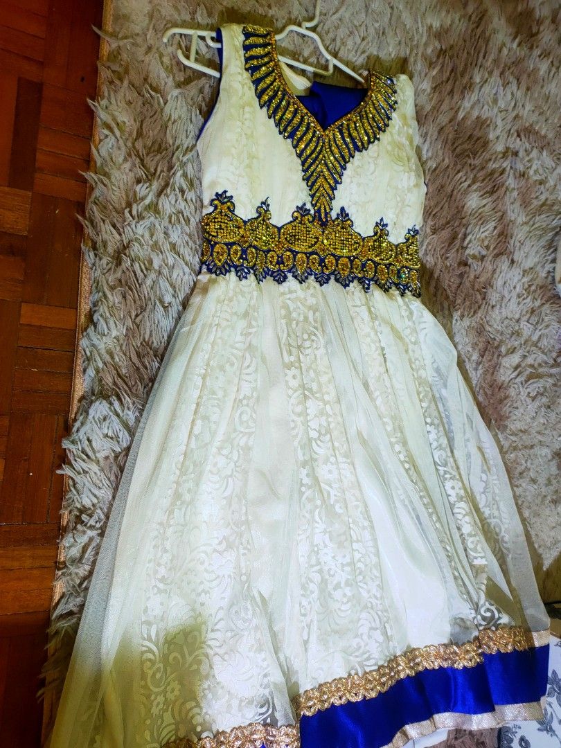Anarkali Punjabi Suit Indian Traditional Attire White and Purple