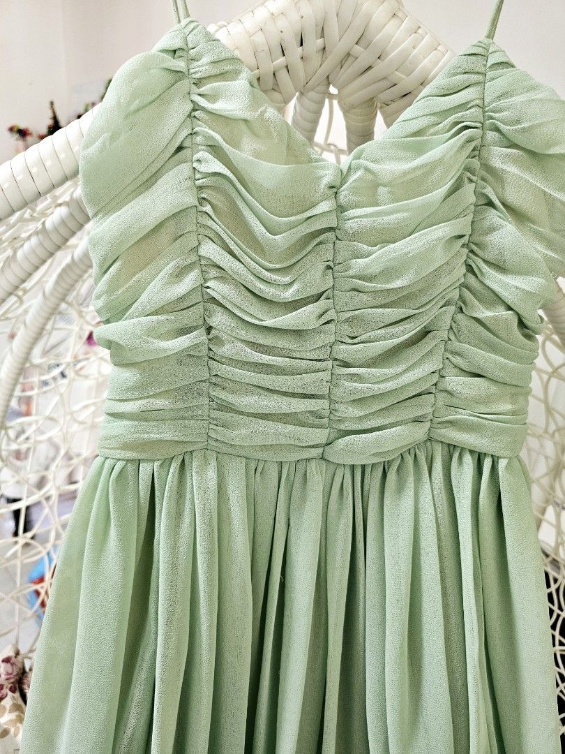 mint green bridesmaid dresses asos Green Striped Floral Embellished Sleeveless Midi Dress
