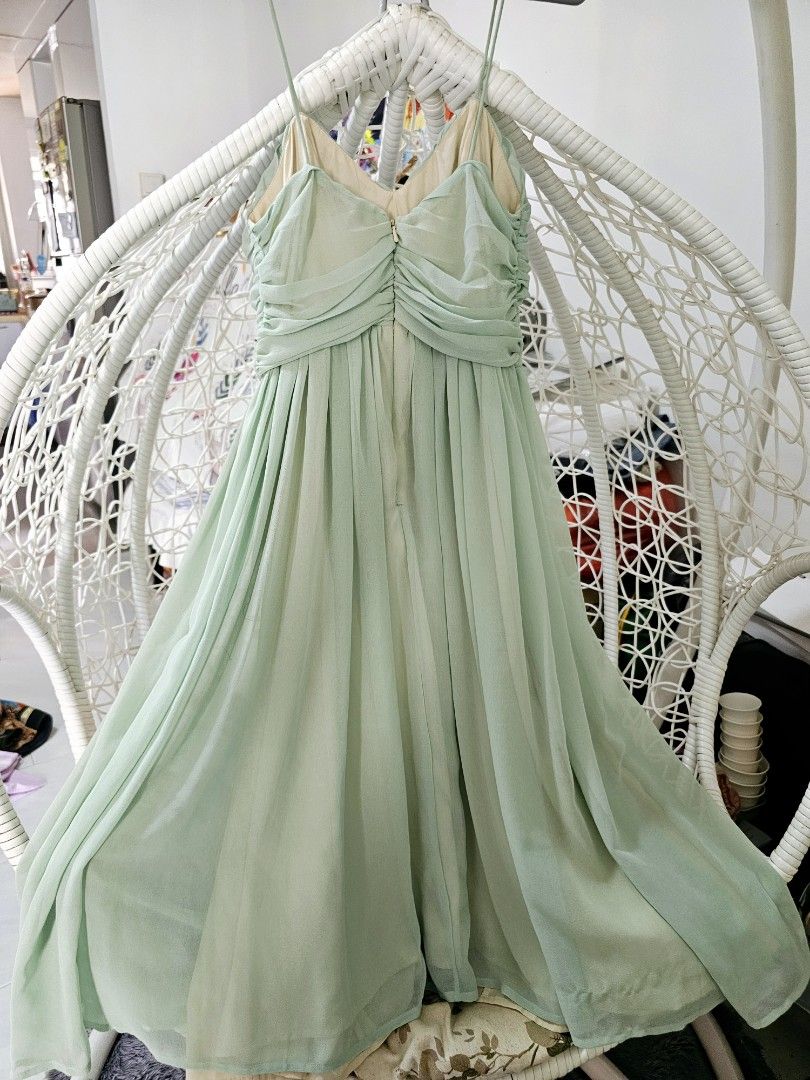 princess polly baby blue dress ASOS DESIGN pleated bodice strappy pleat midi dress with tie back detail in  sage green – On Sale Now with Up to 79% Off