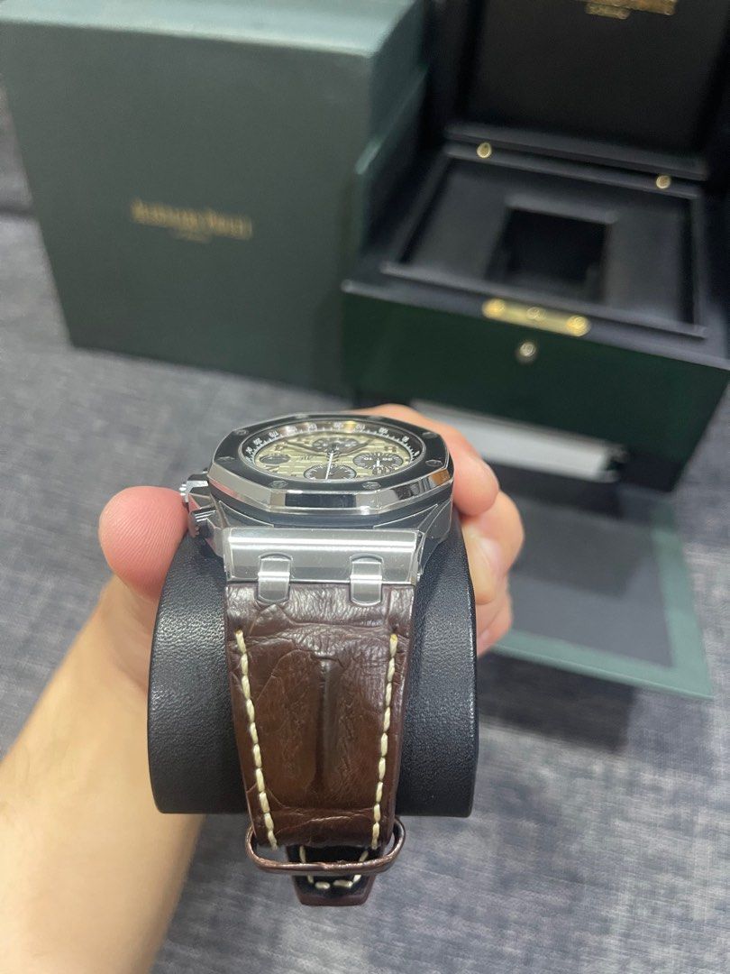 Audemars Piguet Royal Oak Offshore Chrono Safari (26470ST.OO.A801CR.01) (Category: Watches) located in Singapore. Submitted by desssy (Listing ID 1249891898, Image 3). Description: *NO LOWBALLER* *NON-NEGOTIABLE* AP ROO Safari Chrono This watch was previously purchased from Japan AP boutique back in 2015. Protected with luxe armour protection film since day 1. Condition is good as new because I hardly wear it, but always under good care such as i