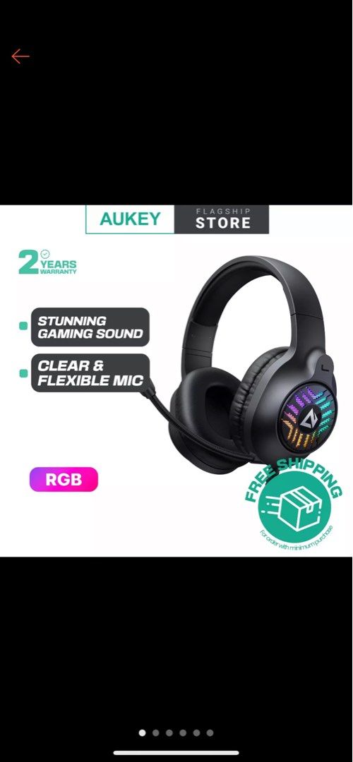 Aukey GH X1 RGB Gaming Headset Audio Headphones Headsets on