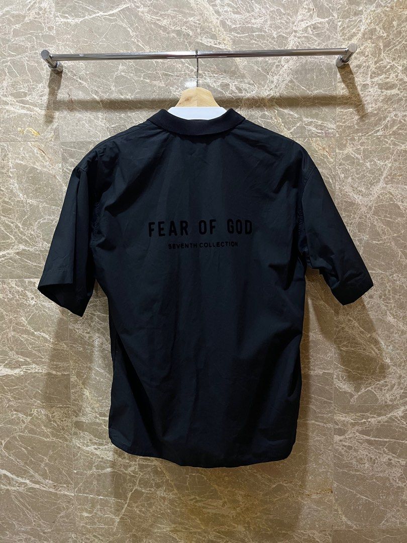 Authentic Fear of God Seventh Collection Black Poplin Polo Shirt