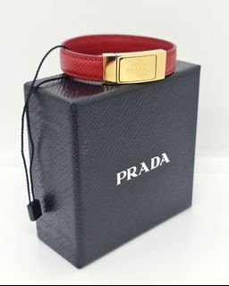 Authentic Prada Red Saffiano Leather Bracelet Medium