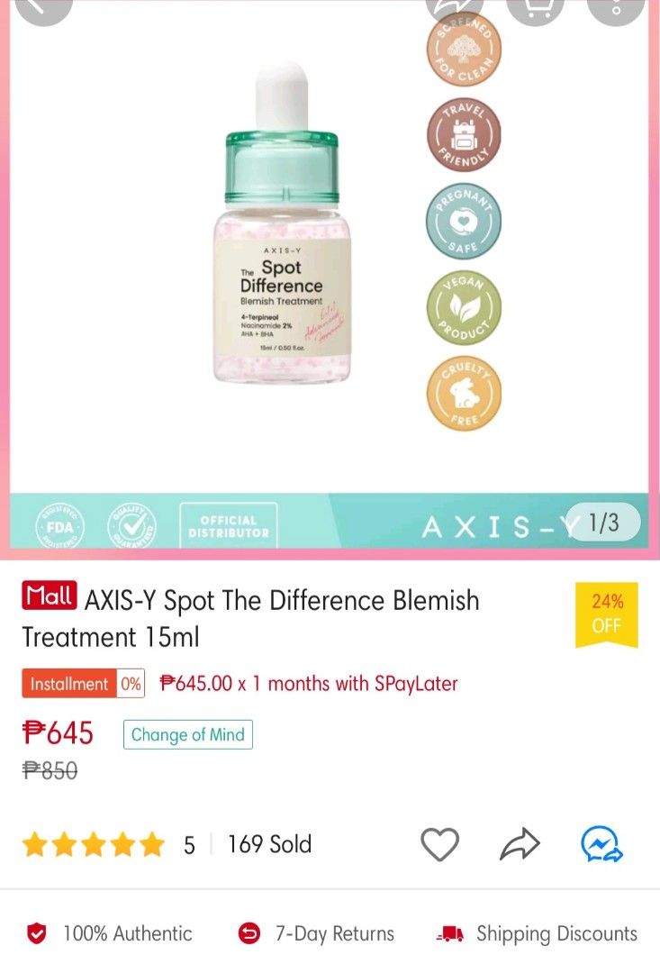Axis Y Serums (Category: Face Care) located in San Juan City. Submitted by _allykim (Listing ID 1244880445, Image 3). Description: KOREAN SKINCARE BUNDLE for those wanting to try the serums before buying full sized bottles: TAKE BOTH FOR 500 >>Axis Y Artichoke Intensive Skin Barrier Ampoule (70% full) >>Axis Y Spot the Difference Blemish Treatment (60% full).