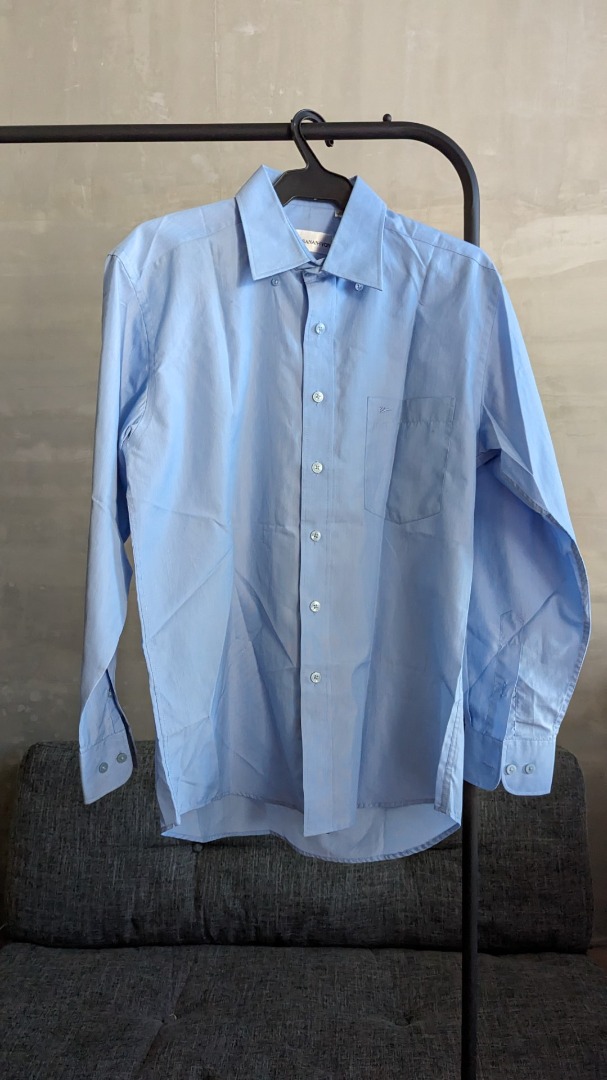 Baby Blue Formal Longsleeves, Men's Fashion, Tops & Sets, Formal Shirts on Carousell