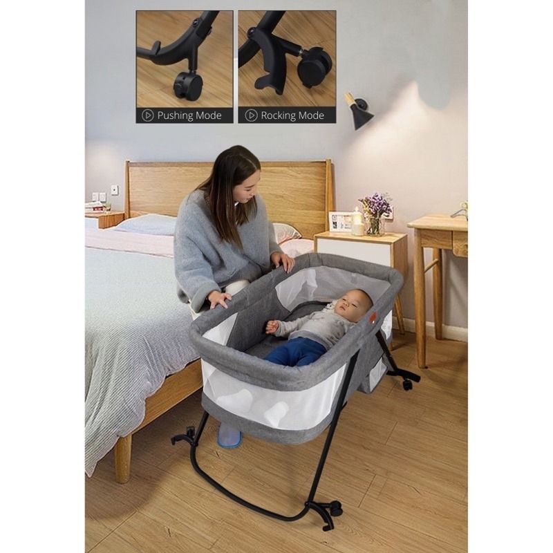 Baby Cot Rocking Bed Foldable Compact Baby Bed Lightweight Baby