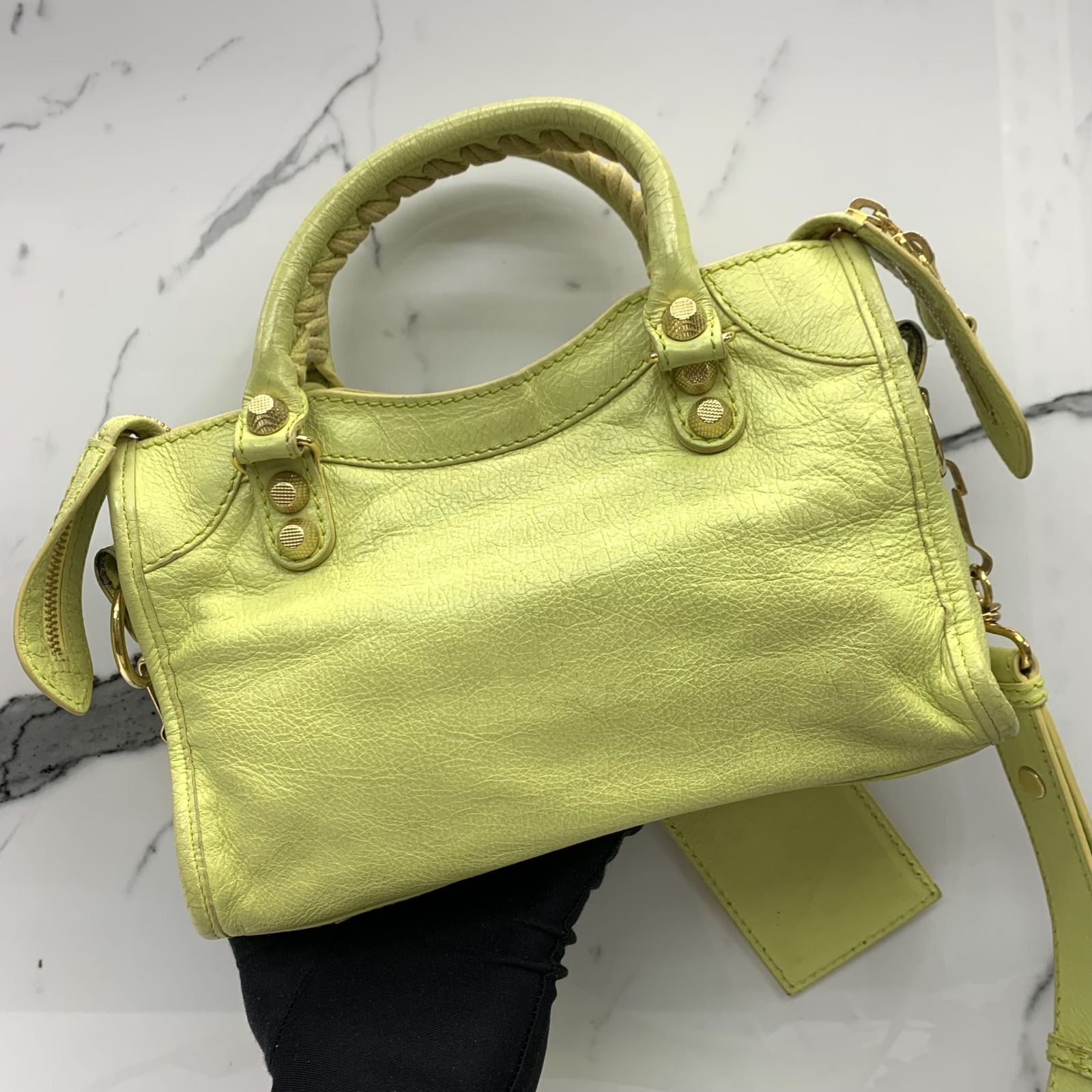 BALENCIAGA 309544 YELLOW GIANT MINI CITY SHOULDER BAG 237025380 KM