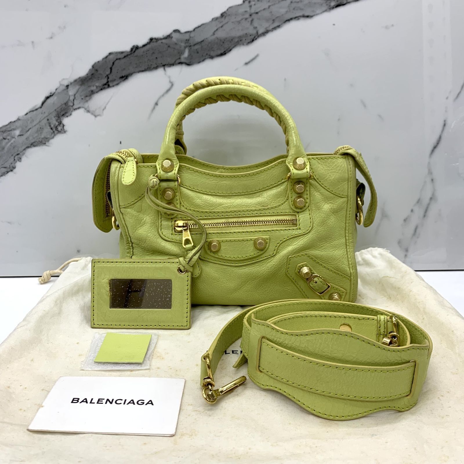 Balenciaga mini city bag yellow top