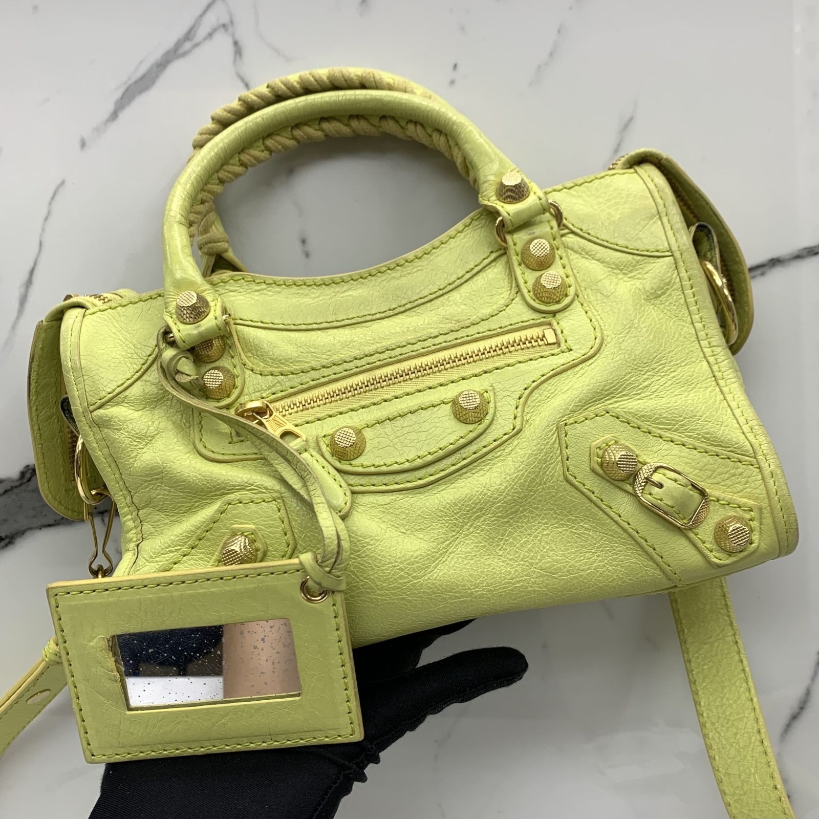 Balenciaga mini city bag yellow cheap
