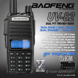 Baofeng UV-82 walkie-talkie original set dual frequency (VHF/UHF) portable two-way radio long range walkie-talkie-1Pait
