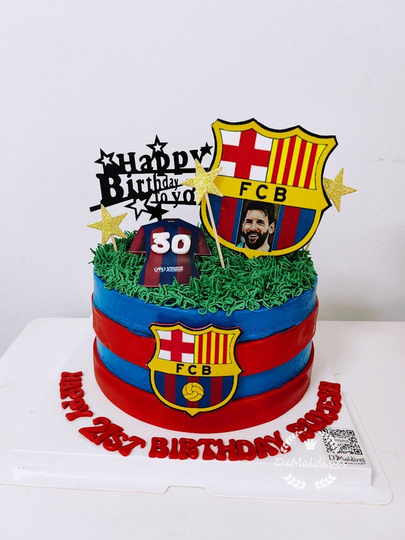 Barcelona Football Cake SG - Soccer Football cakes Singapore - River Ash  Bakery