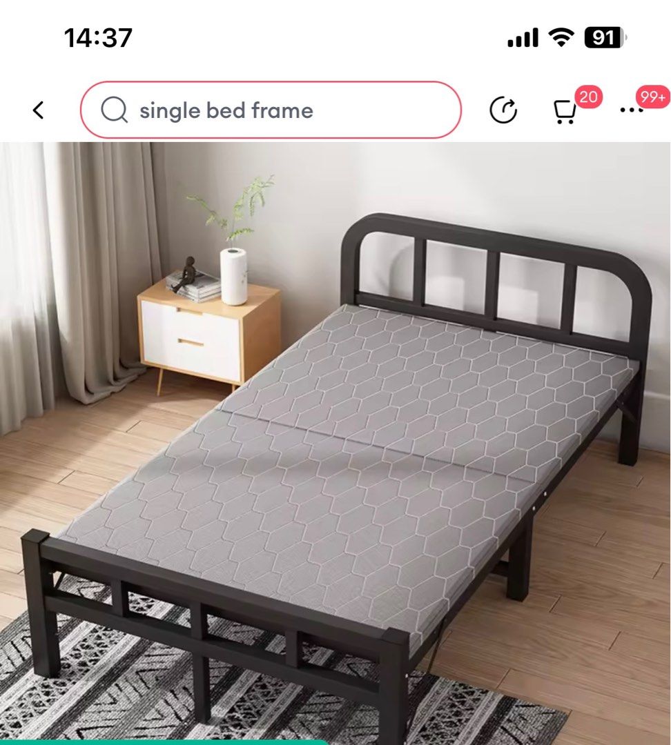 Bed Frame (Category: Bed Frames & Mattresses) located in Singapore. Submitted by nancy123 (Listing ID 1249920016, Image 1). Description: Dimensions: 185cm x 85 cm.