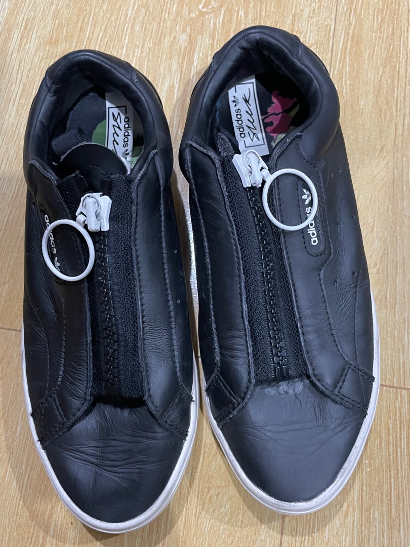 mens adidas black leather trainers