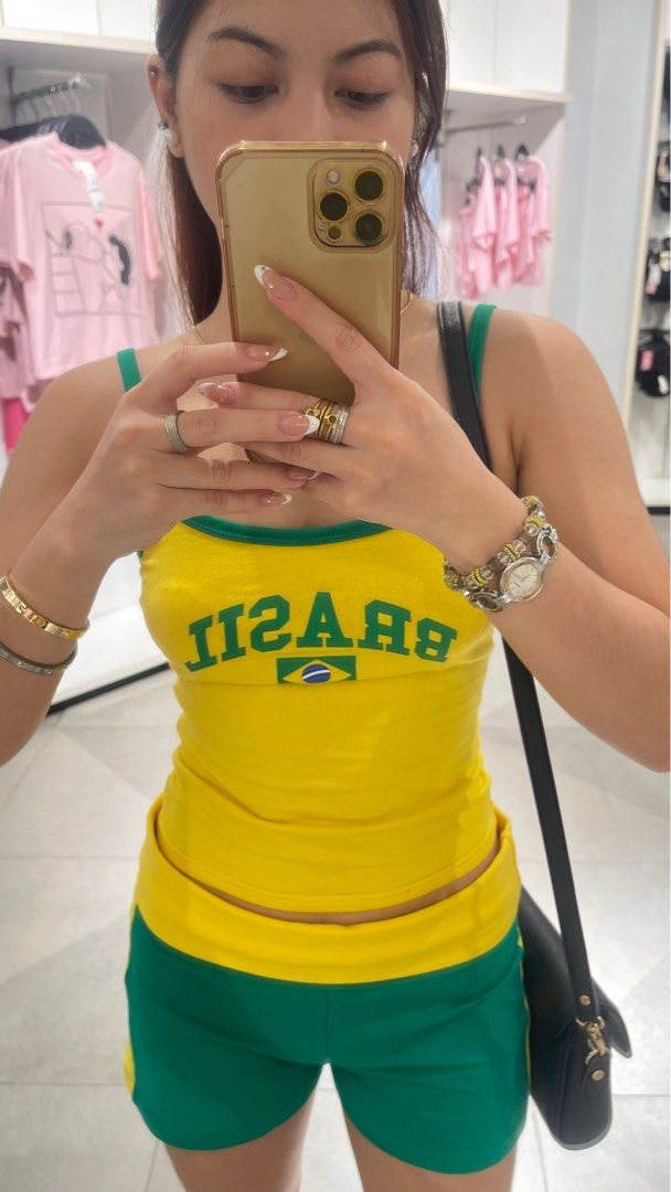 Brasil Terno Top & Shorts (Category: Sets or Coordinates) located in Pasig City. Submitted by luxthings (Listing ID 1249861850, Image 3). Description: - small to large - the fabric is stretchable & adjustable - so pretty! body hugging - love this with all my heart - pricey since i got this from my friend huhu she bought it pa internationally .