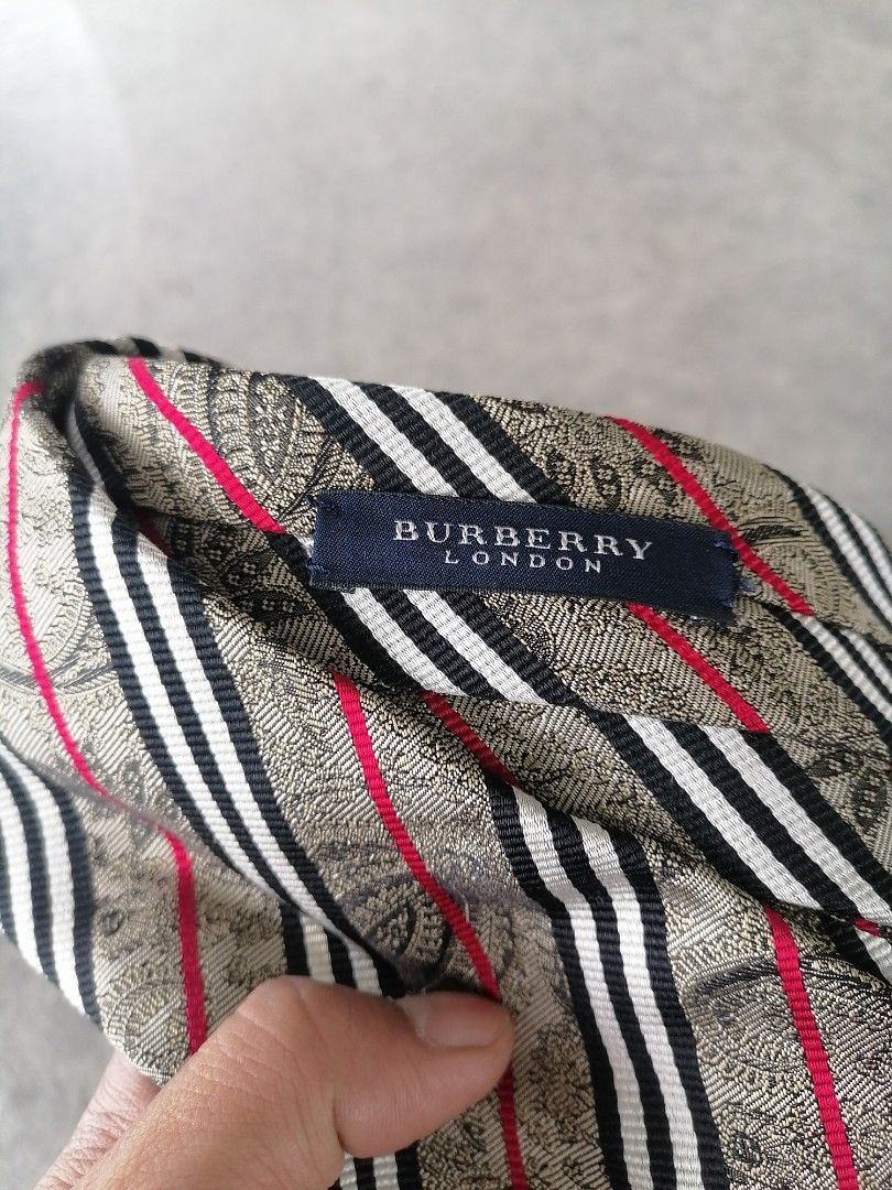 Burberry london paisley stripe silk hand made in england neck tie
