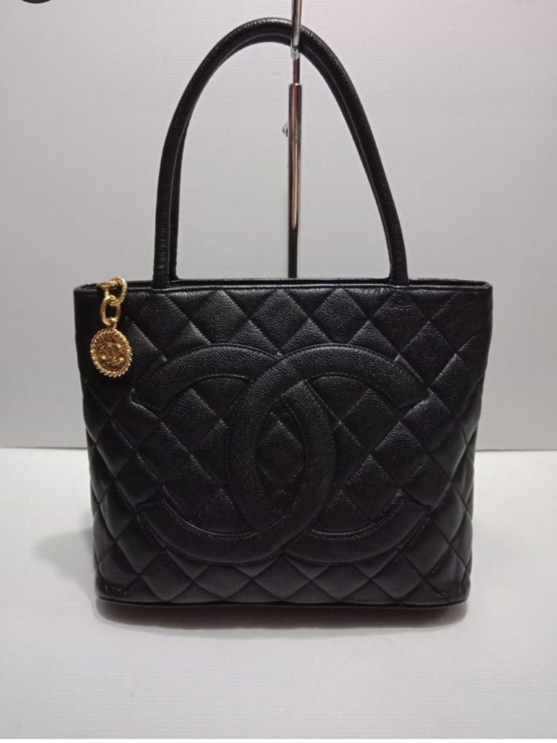 Authentic Chanel Caviar Medallion Tote Deep Navy – Relics to