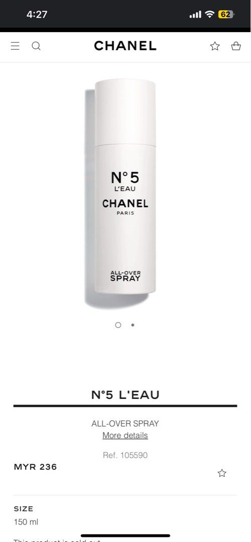 Chanel No 5 Leau All Over Spray 150ml, Beauty & Personal Care