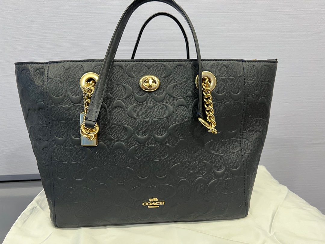 Turnlock chain tote best sale 27 in signature leather