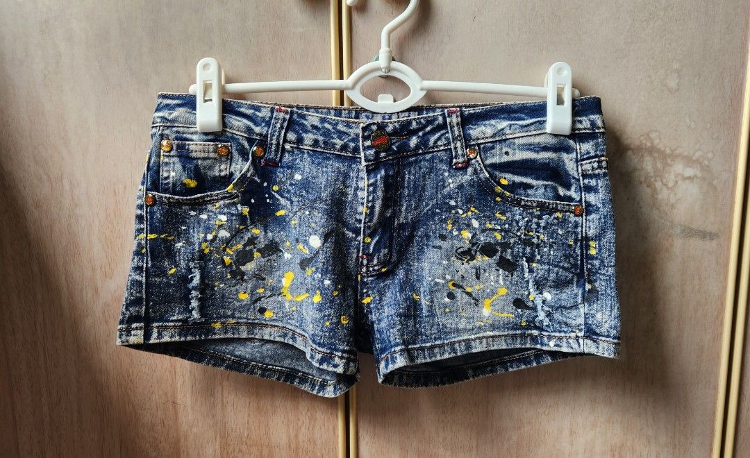 Colourful denim shorts