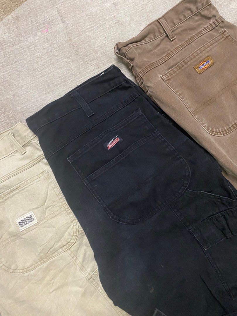 combo dickies workwear carpenter (Category: Jeans) located in Puchong. Submitted by MMthriftstore (Listing ID 1249818076, Image 1). Description: umpang niaga saudara RM80 SAHAJA COMBO WORKWEAR CARPENTER 1)VINTAGE DICKIES DOUBLE KNEE WARNA HITAM - kondisi 7/10, ada kesan gam dibahagian peha - ukuran lihat digambar - material jenis keras/berat (lebih kurang carhart) 2)VINTAGE DICKIES GOLD TAG CARPENTER COKLAT - kondisi 8/10, ada beberapa stain hadi