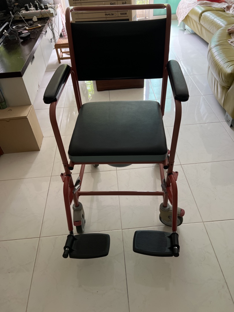 Commode chair ( function as mobile toilet & shower chair), Health