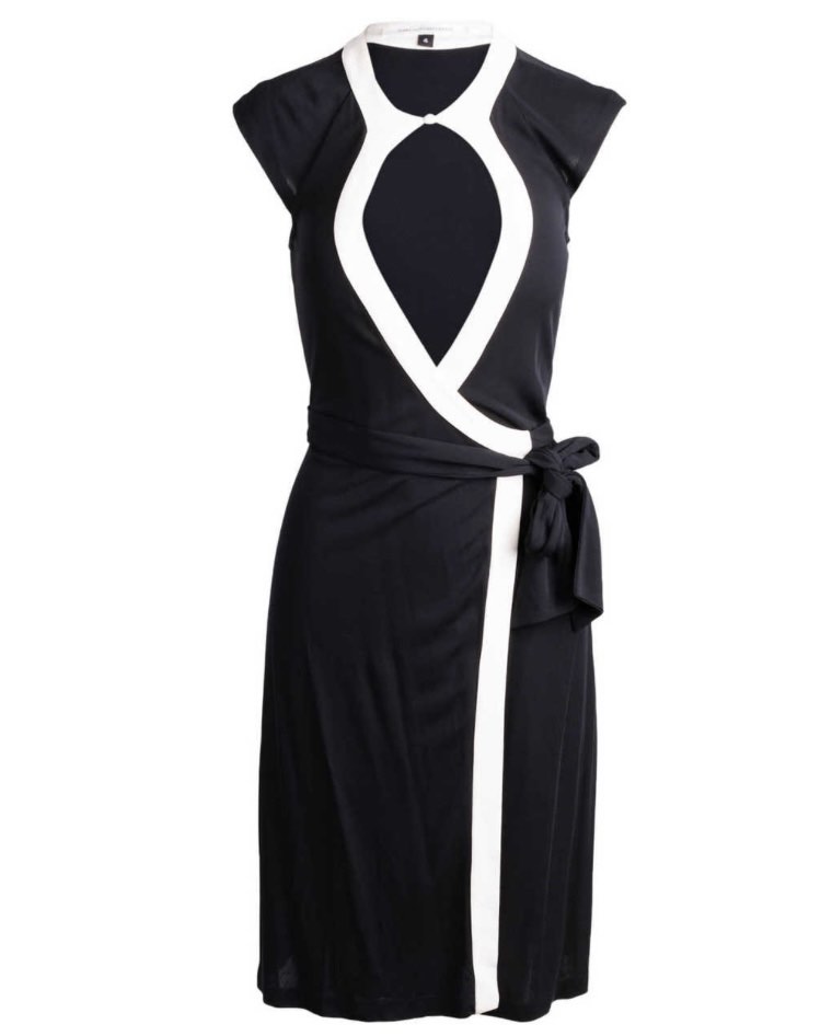 Dvf black wrap dress clearance