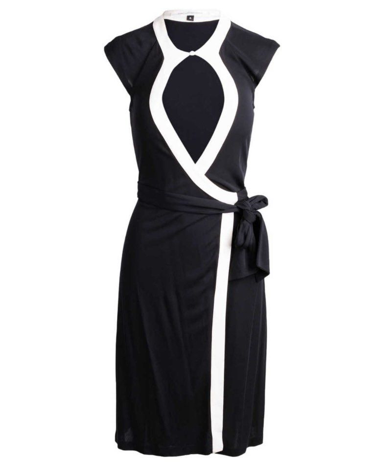 Dvf black wrap dress store